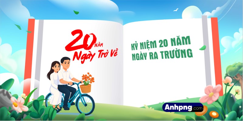 Phông nền họp lớp 20 năm ra trường vector thiết kế kỷ niệm đẹp