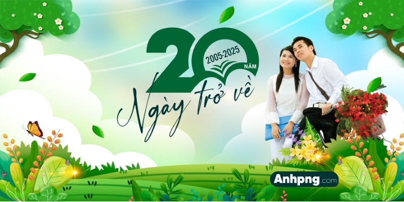 Maket họp lớp hội khóa 20 năm ngày trở về vector thiết kế đẹp