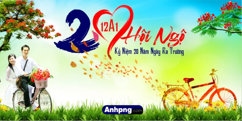 Họp lớp 20 năm kỷ niệm ngày ra trường vector thiết kế hội ngộ đẹp