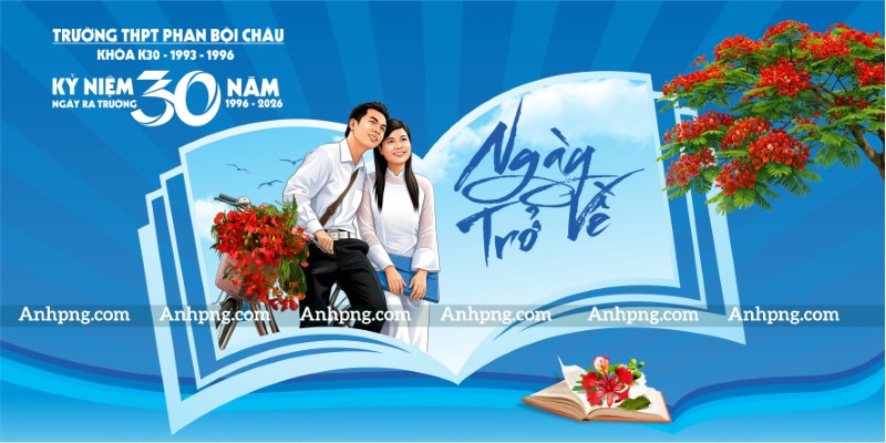 Ảnh họp lớp 30 năm ngày trở về cho backdrop hội khóa trường xưa