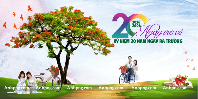 Phông nền họp lớp 20 năm ngày trở về kỷ niệm tuổi học trò