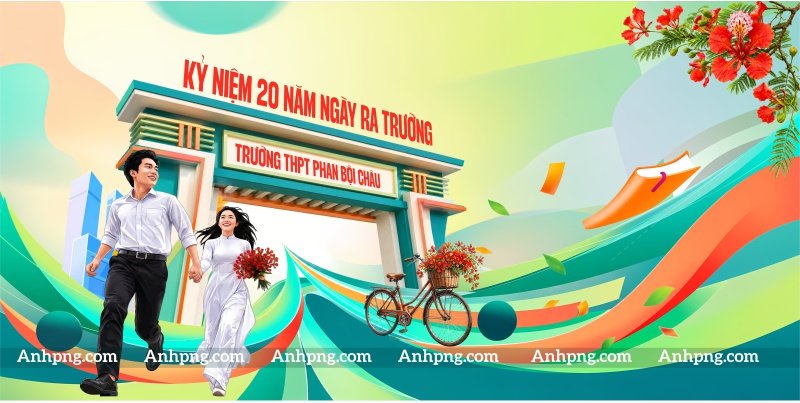 Mẫu hình nền họp lớp hội khóa 20 năm làm backdrop kỷ niệm đẹp
