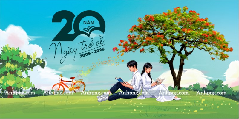 Phông nền họp lớp hội khóa sân trường ngày trở về thanh xuân