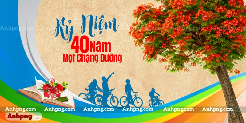 Phông nền họp lớp 40 năm cây phượng đỏ nhớ tuổi học trò