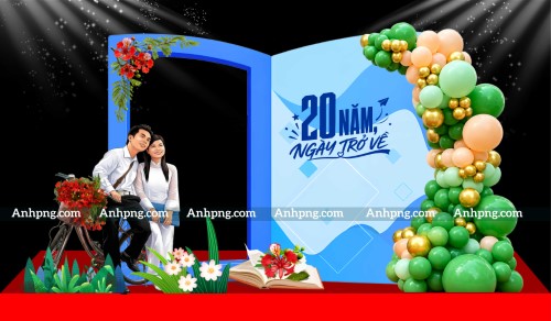 Decor khung chụp ảnh trang trí họp lớp 20 năm ngày trở về