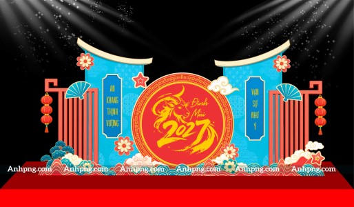 Tiểu cảnh Tết 2027 phong cách Á Đông cho backdrop chụp ảnh