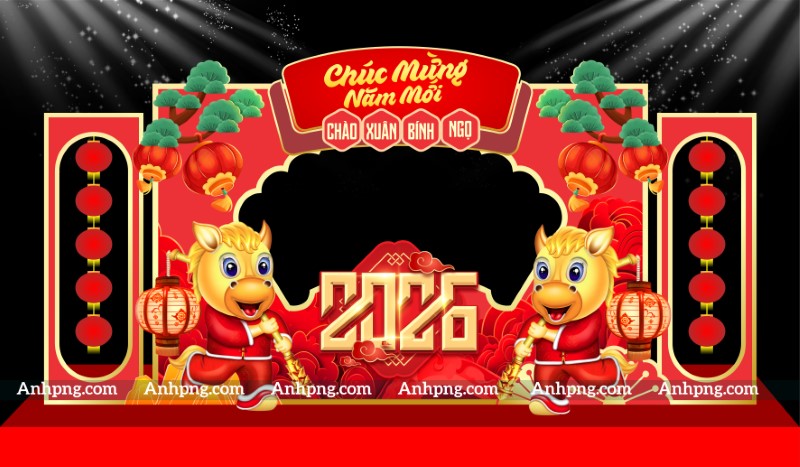 Background Tết 2026 Chúc Mừng Năm Mới Bính Ngọ linh vật ngựa