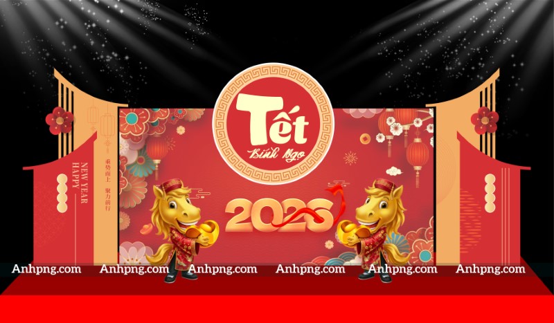 Tiểu cảnh Xuân Bính Ngọ thiết kế trang trí Tết sân khấu sự kiện