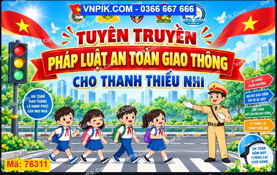 Backdrop Phông sân khấu Tuyên truyền An toàn giao thông cho Thanh thiếu nhi 76311
