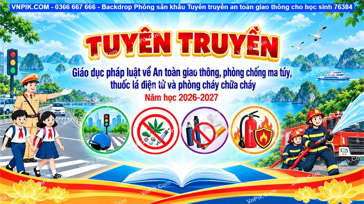 Backdrop Phông sân khấu Tuyên truyền an toàn giao thông cho học sinh 76384