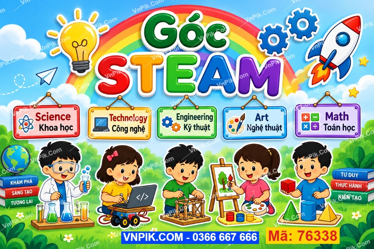 Mẫu Backdrop Phông Sân Khấu Chủ Đề Góc STEAM 76338