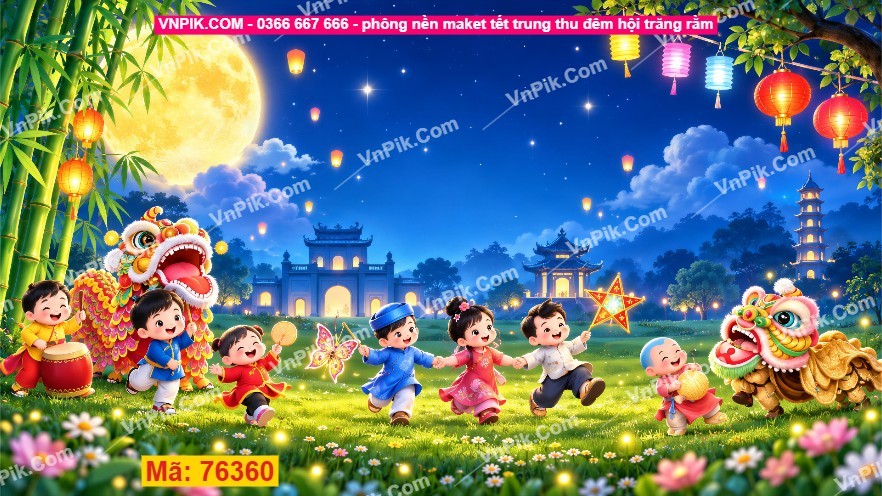 phông nền maket tết trung thu đêm hội trăng rằm 76360