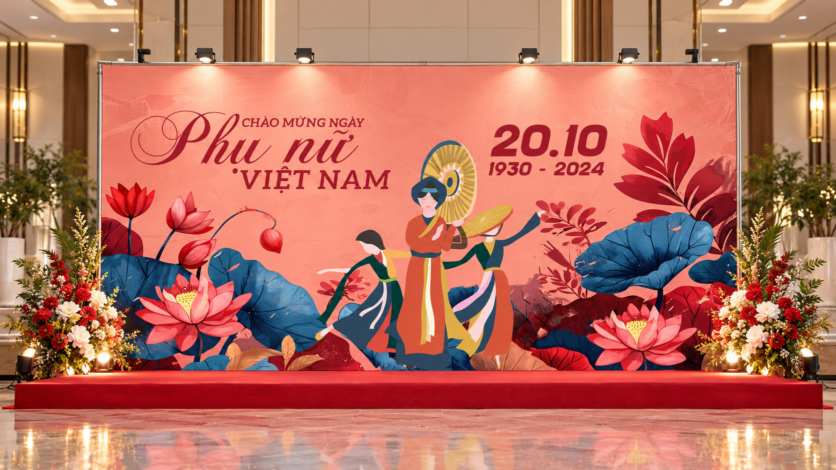 Bảng Phông Nền Chào Mừng Ngày Phụ Nữ Việt Nam