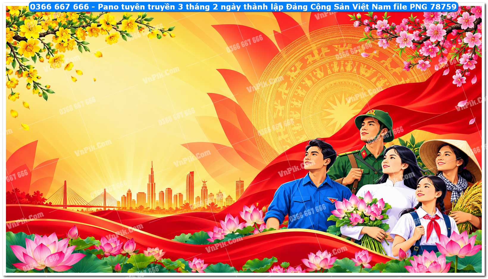 Pano tuyên truyền 3 tháng 2 ngày thành lập Đảng Cộng Sản Việt Nam file PNG78759