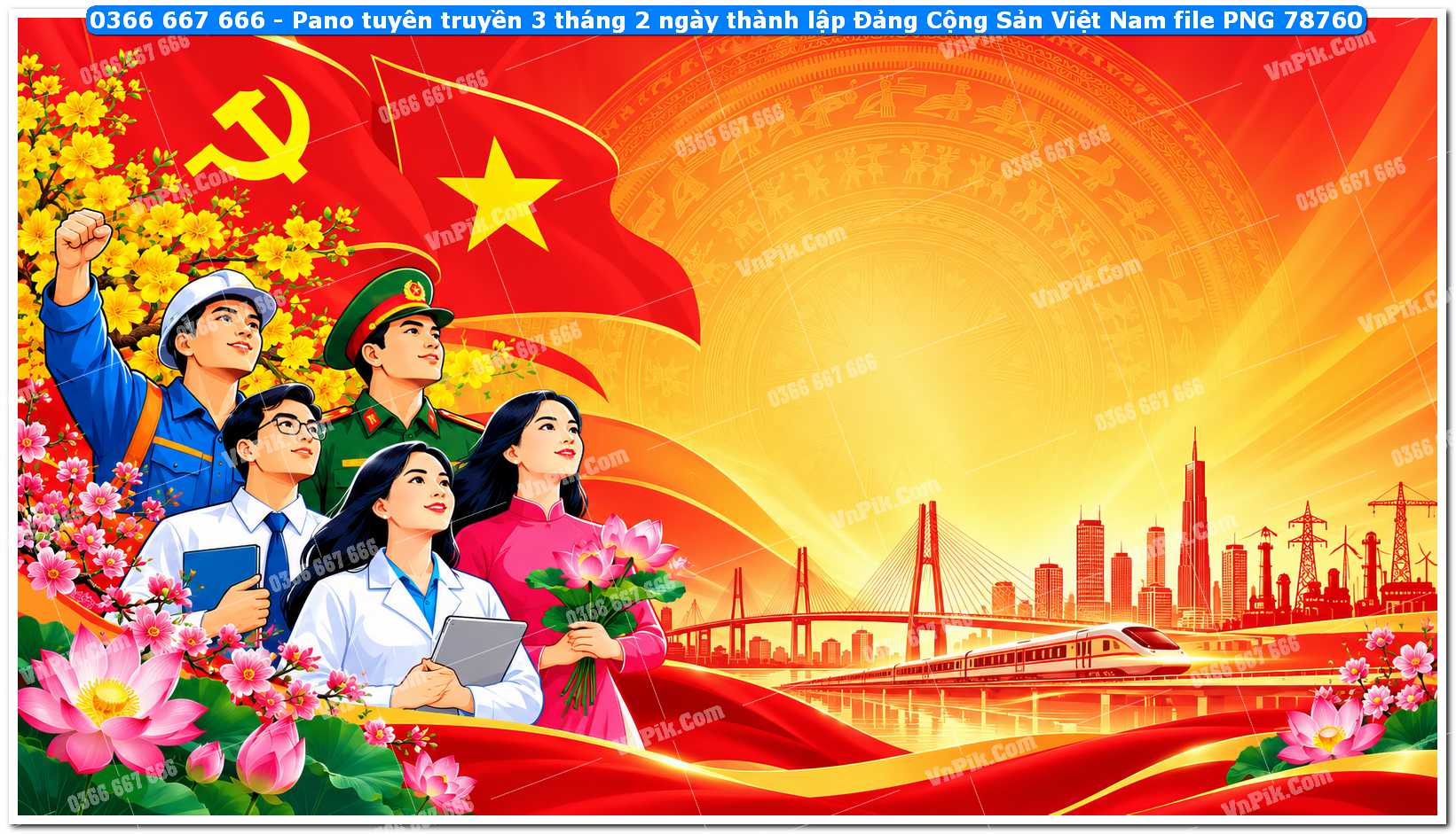 Pano tuyên truyền 3 tháng 2 ngày thành lập Đảng Cộng Sản Việt Nam file PNG78760