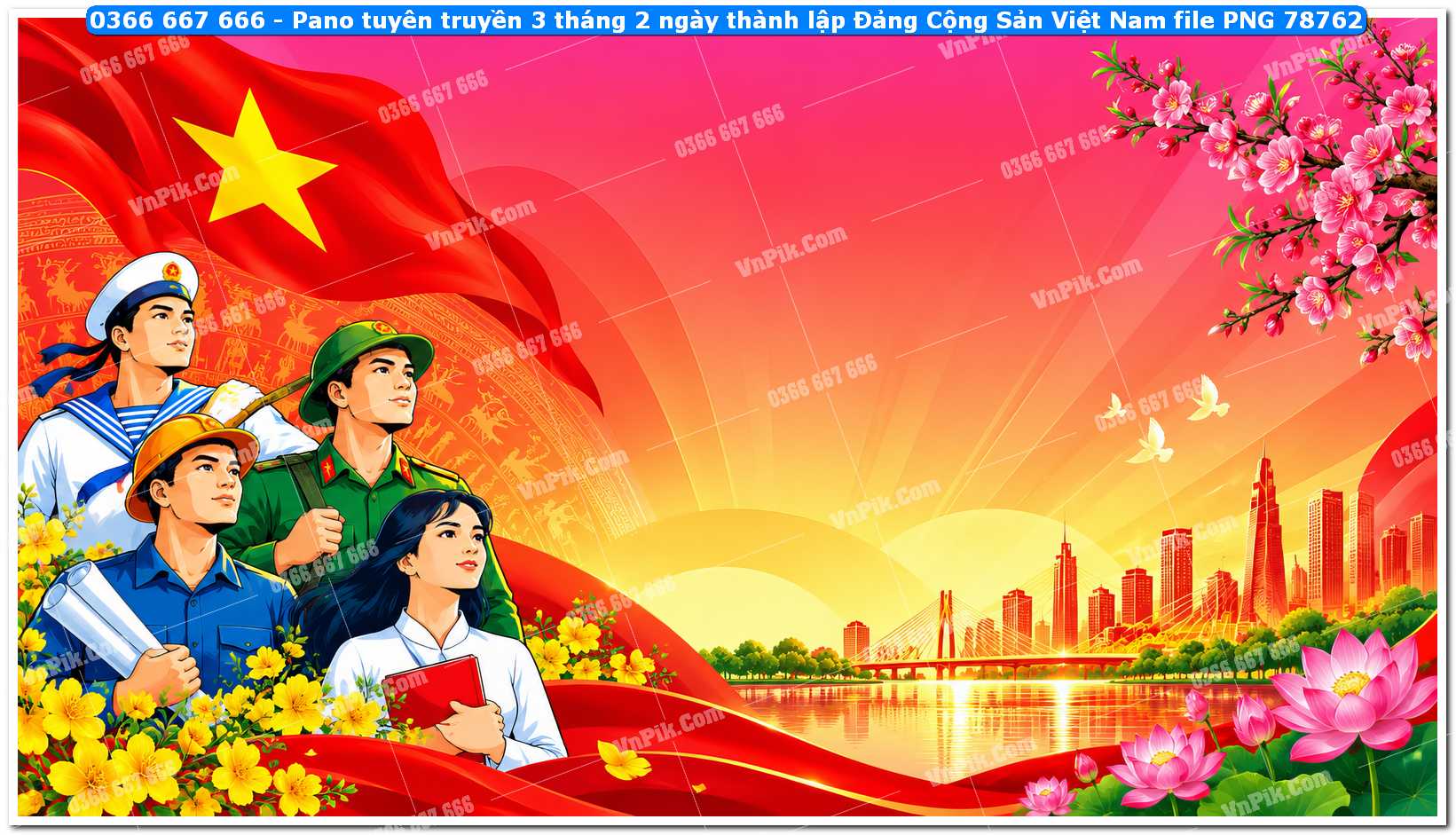 Pano tuyên truyền 3 tháng 2 ngày thành lập Đảng Cộng Sản Việt Nam file PNG78762