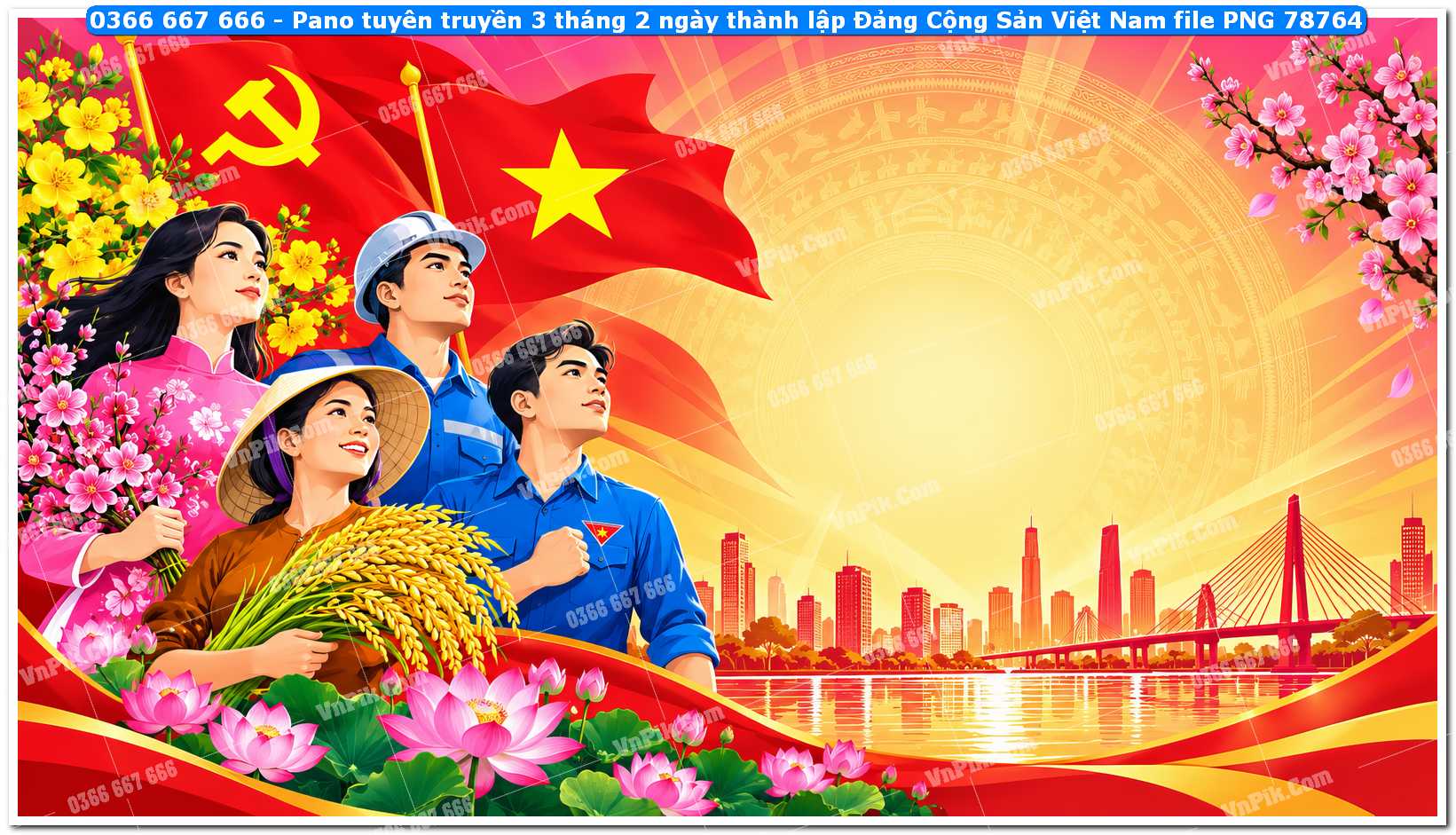 Pano tuyên truyền 3 tháng 2 ngày thành lập Đảng Cộng Sản Việt Nam file PNG78764