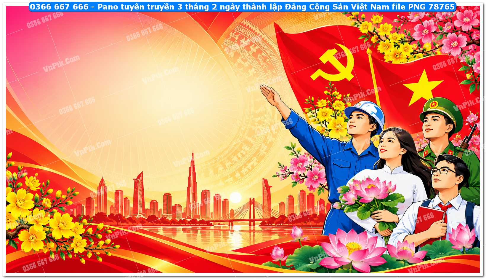 Pano tuyên truyền 3 tháng 2 ngày thành lập Đảng Cộng Sản Việt Nam file PNG78765