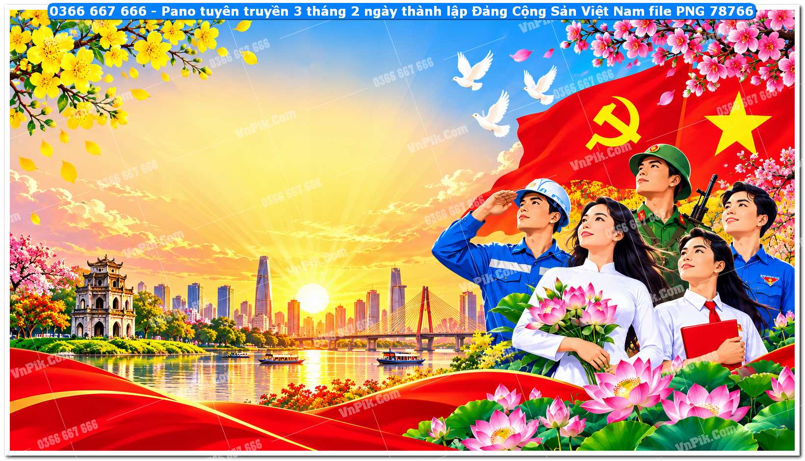 Pano tuyên truyền 3 tháng 2 ngày thành lập Đảng Cộng Sản Việt Nam file PNG78766