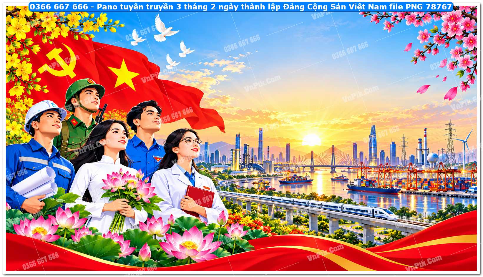 Pano tuyên truyền 3 tháng 2 ngày thành lập Đảng Cộng Sản Việt Nam file PNG78767