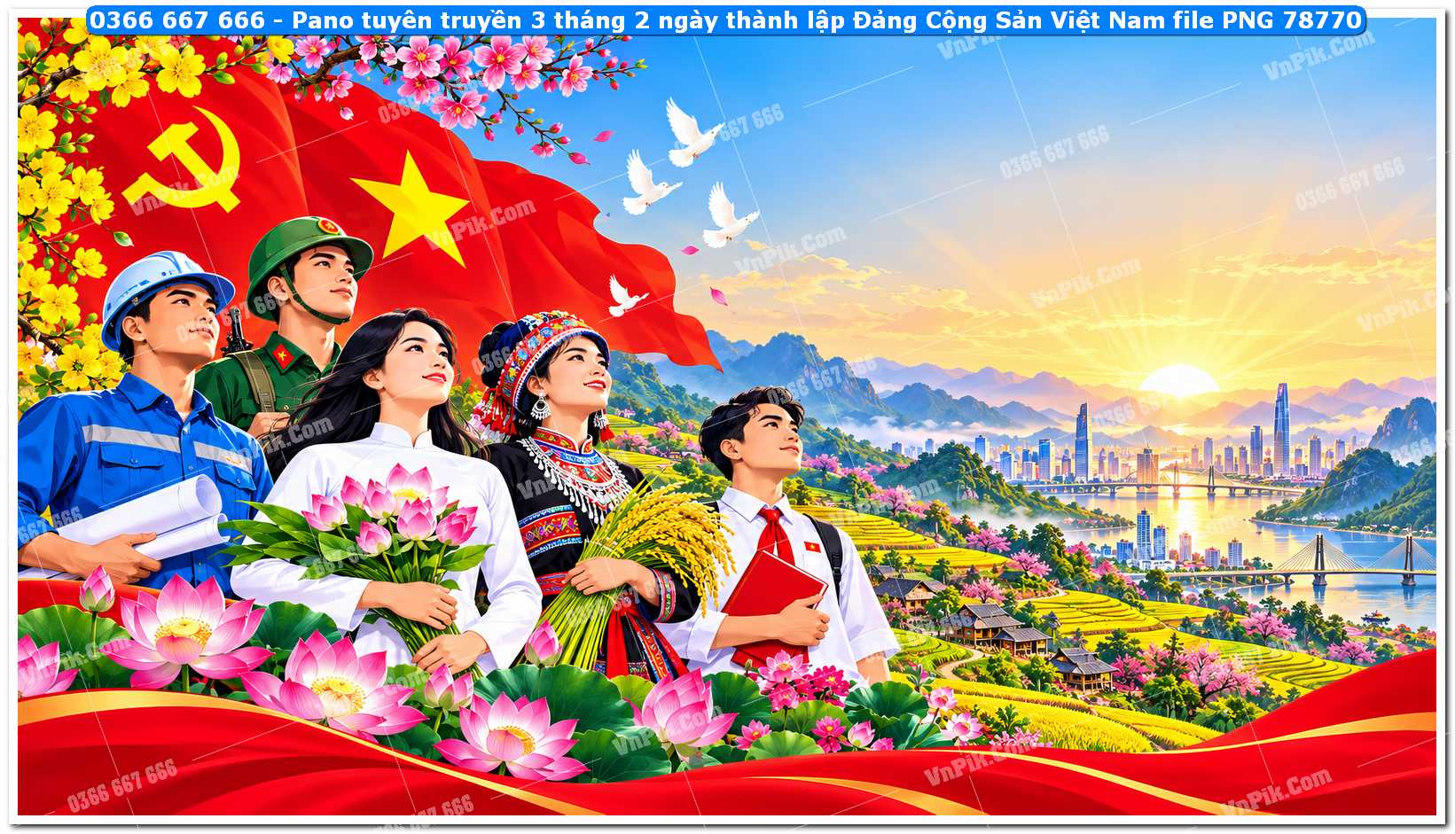 Pano tuyên truyền 3 tháng 2 ngày thành lập Đảng Cộng Sản Việt Nam file PNG78770