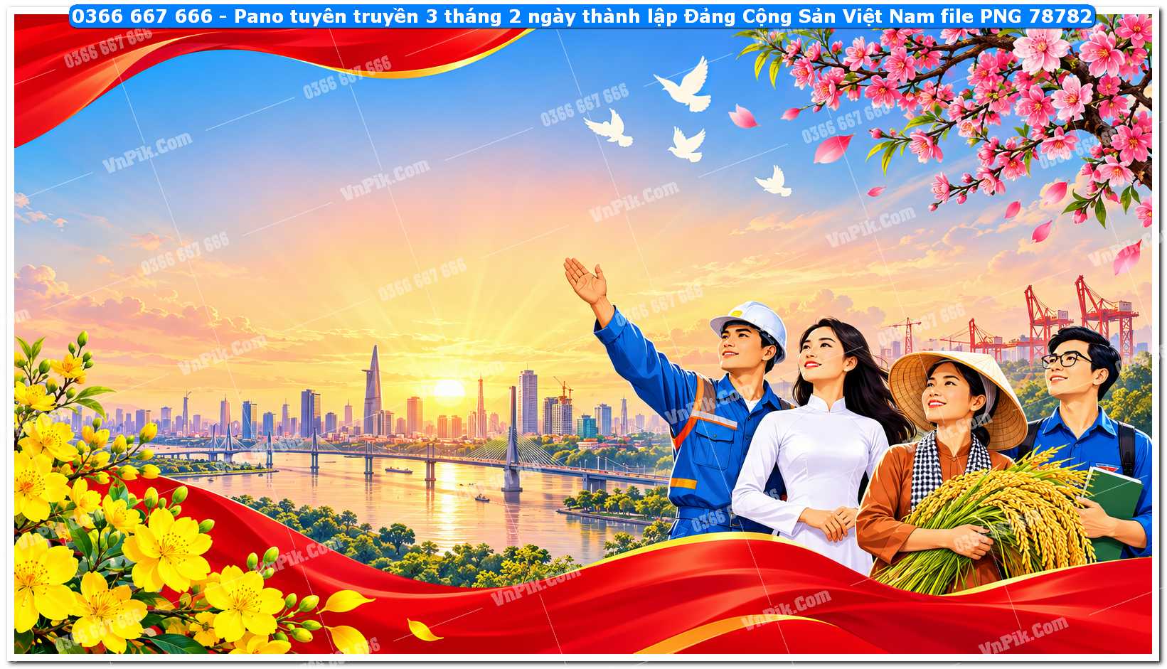 Pano tuyên truyền 3 tháng 2 ngày thành lập Đảng Cộng Sản Việt Nam file PNG78782