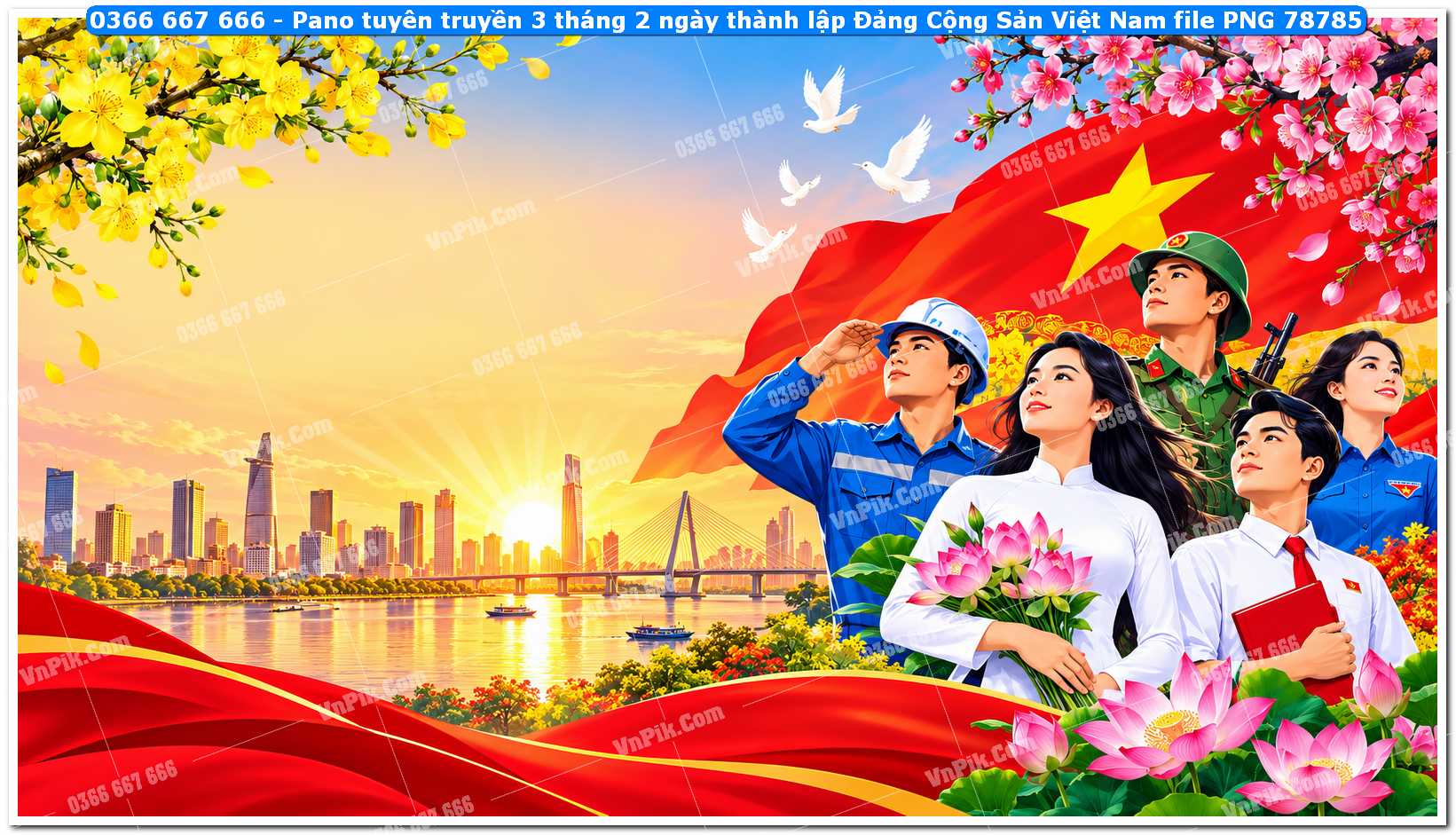 Pano tuyên truyền 3 tháng 2 ngày thành lập Đảng Cộng Sản Việt Nam file PNG78785