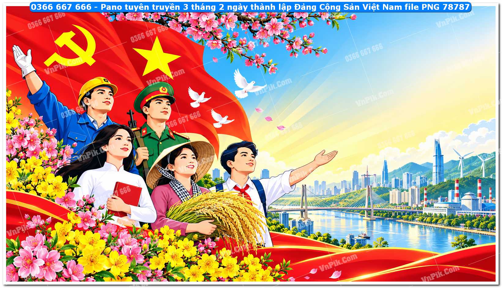 Pano tuyên truyền 3 tháng 2 ngày thành lập Đảng Cộng Sản Việt Nam file PNG78787