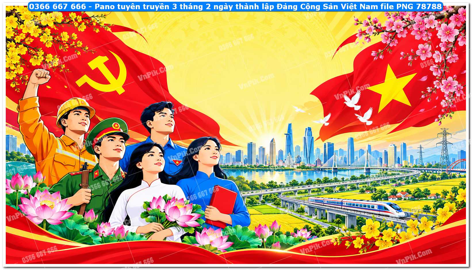 Pano tuyên truyền 3 tháng 2 ngày thành lập Đảng Cộng Sản Việt Nam file PNG78788