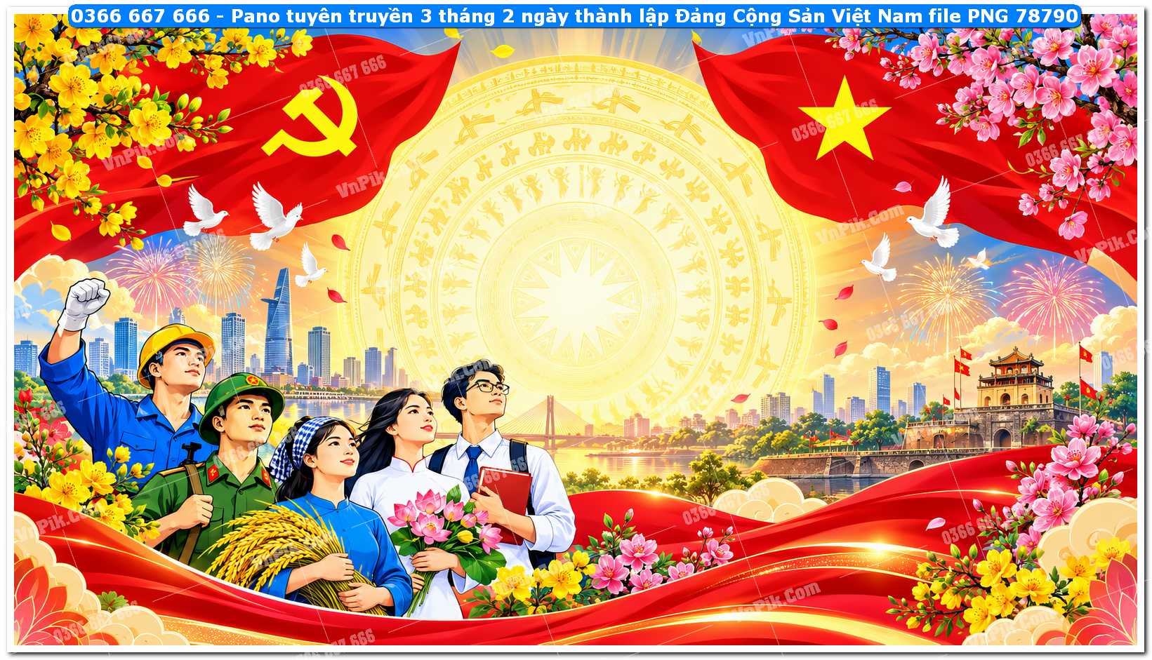 Pano tuyên truyền 3 tháng 2 ngày thành lập Đảng Cộng Sản Việt Nam file PNG78790