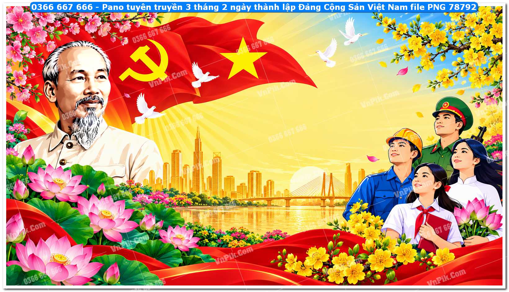 Pano tuyên truyền 3 tháng 2 ngày thành lập Đảng Cộng Sản Việt Nam file PNG78792