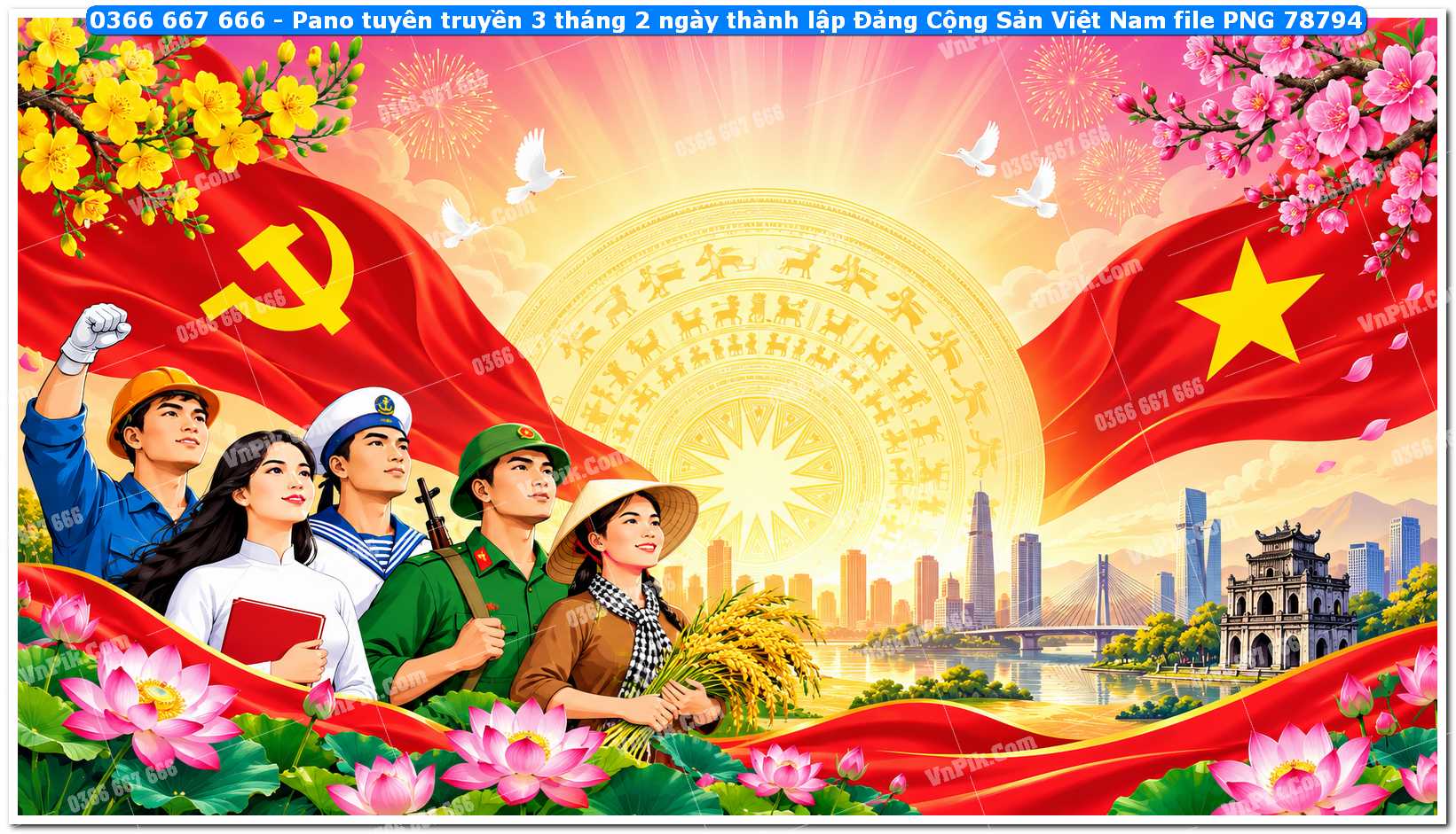 Pano tuyên truyền 3 tháng 2 ngày thành lập Đảng Cộng Sản Việt Nam file PNG78794