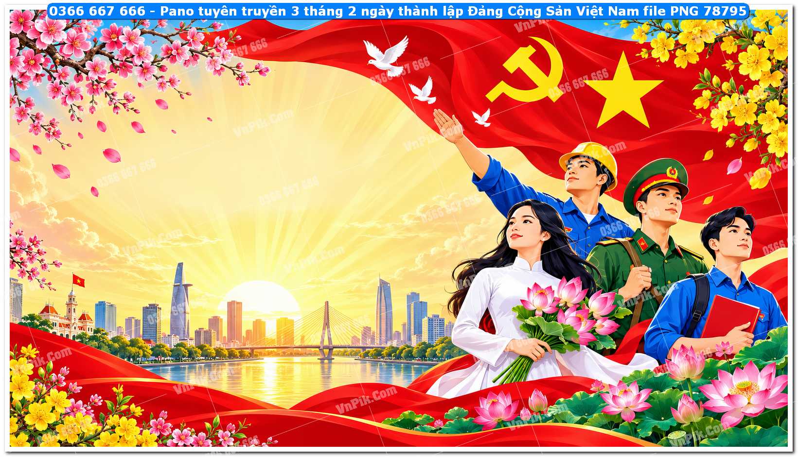 Pano tuyên truyền 3 tháng 2 ngày thành lập Đảng Cộng Sản Việt Nam file PNG78795