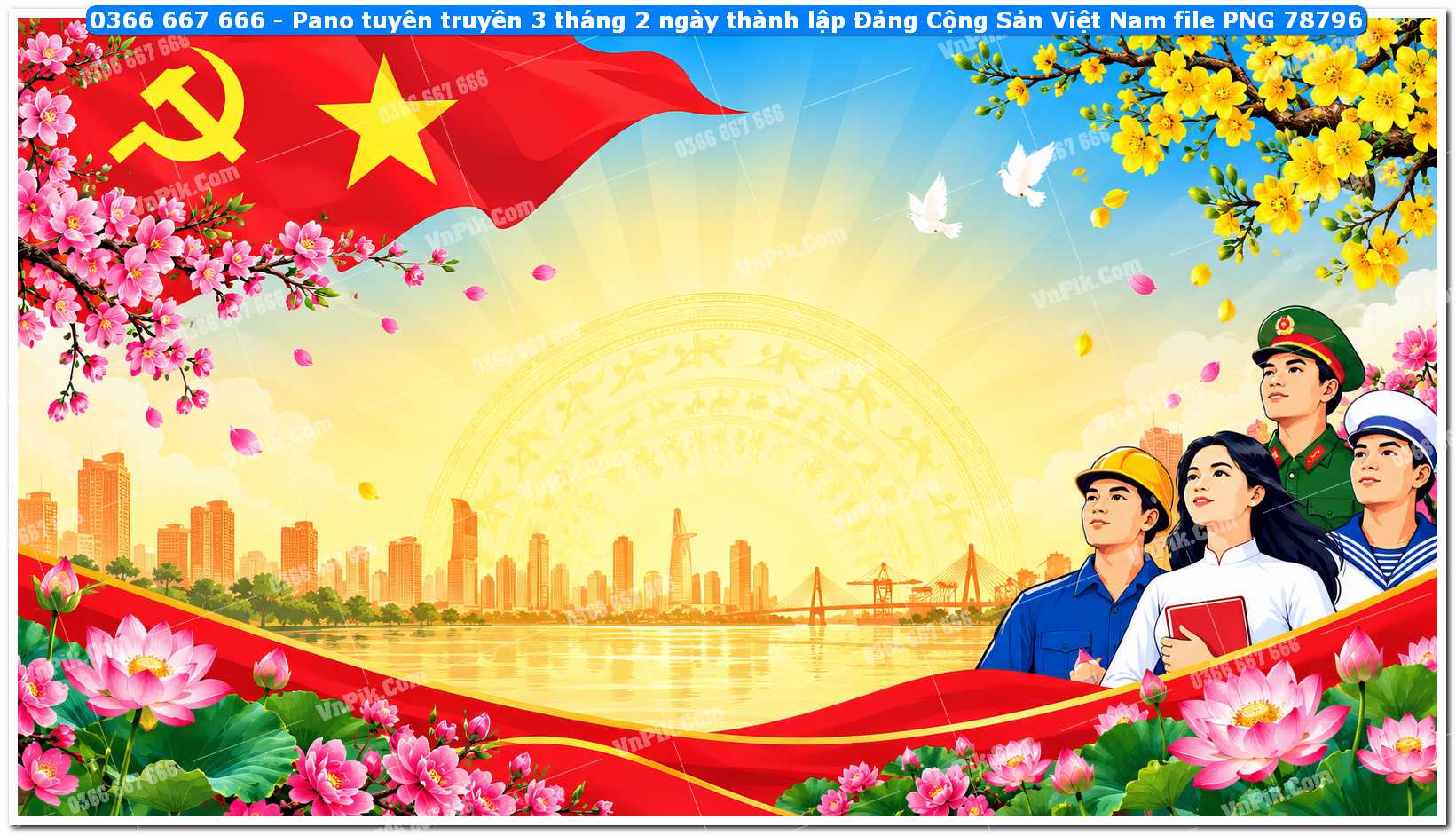 Pano tuyên truyền 3 tháng 2 ngày thành lập Đảng Cộng Sản Việt Nam file PNG78796