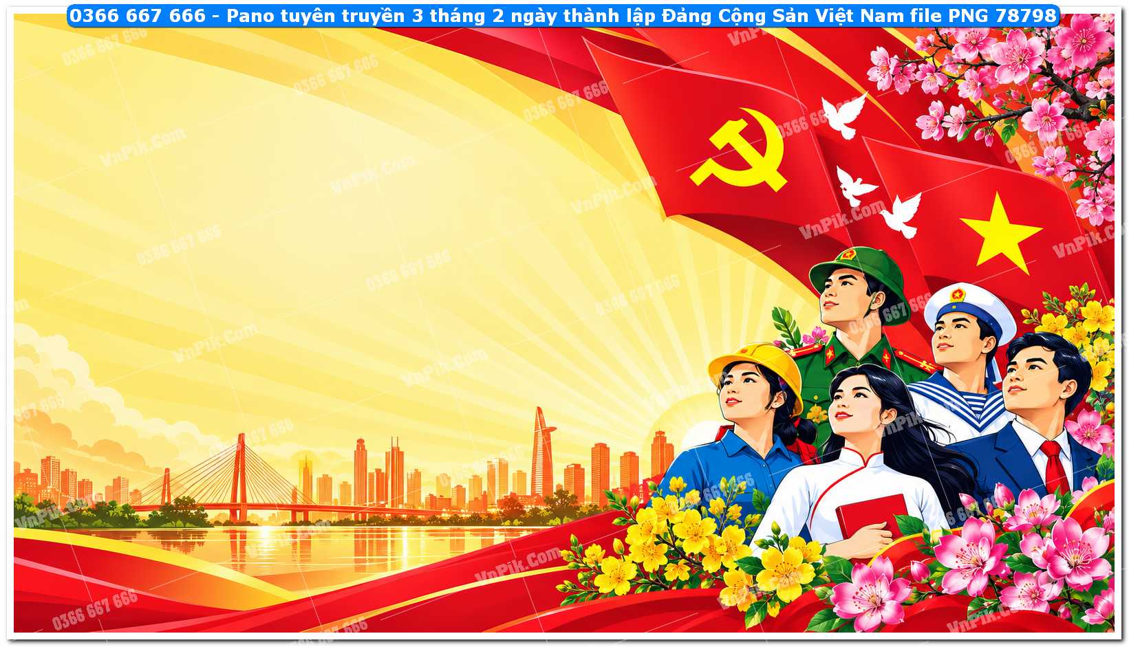 Pano tuyên truyền 3 tháng 2 ngày thành lập Đảng Cộng Sản Việt Nam file PNG78798