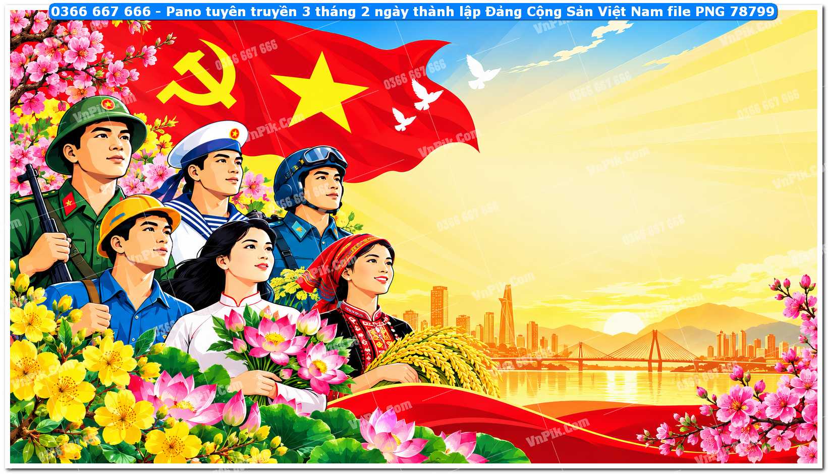 Pano tuyên truyền 3 tháng 2 ngày thành lập Đảng Cộng Sản Việt Nam file PNG78799