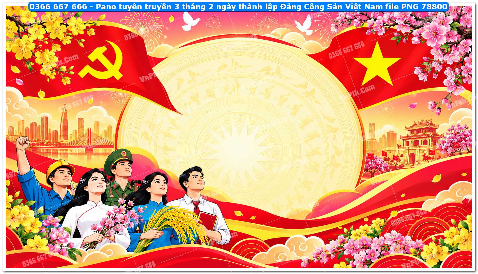 Pano tuyên truyền 3 tháng 2 ngày thành lập Đảng Cộng Sản Việt Nam file PNG78800