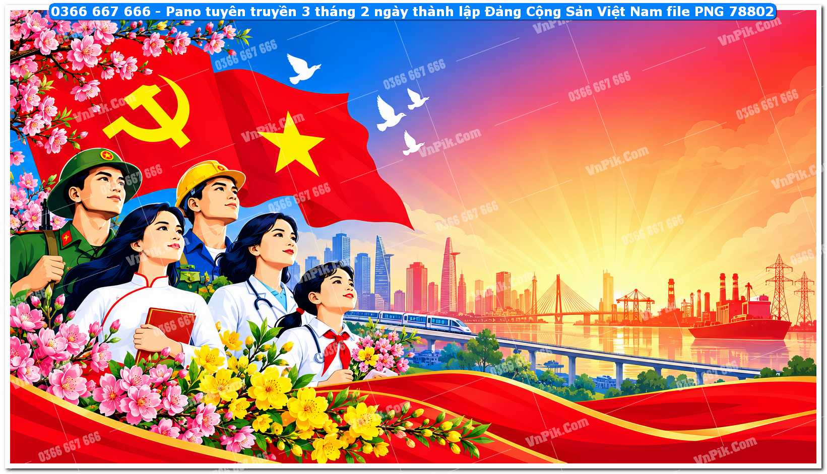 Pano tuyên truyền 3 tháng 2 ngày thành lập Đảng Cộng Sản Việt Nam file PNG78802