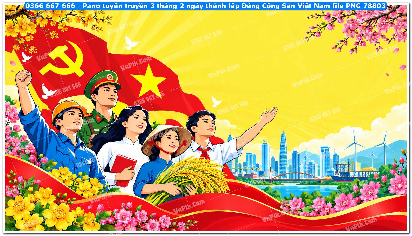 Pano tuyên truyền 3 tháng 2 ngày thành lập Đảng Cộng Sản Việt Nam file PNG78803