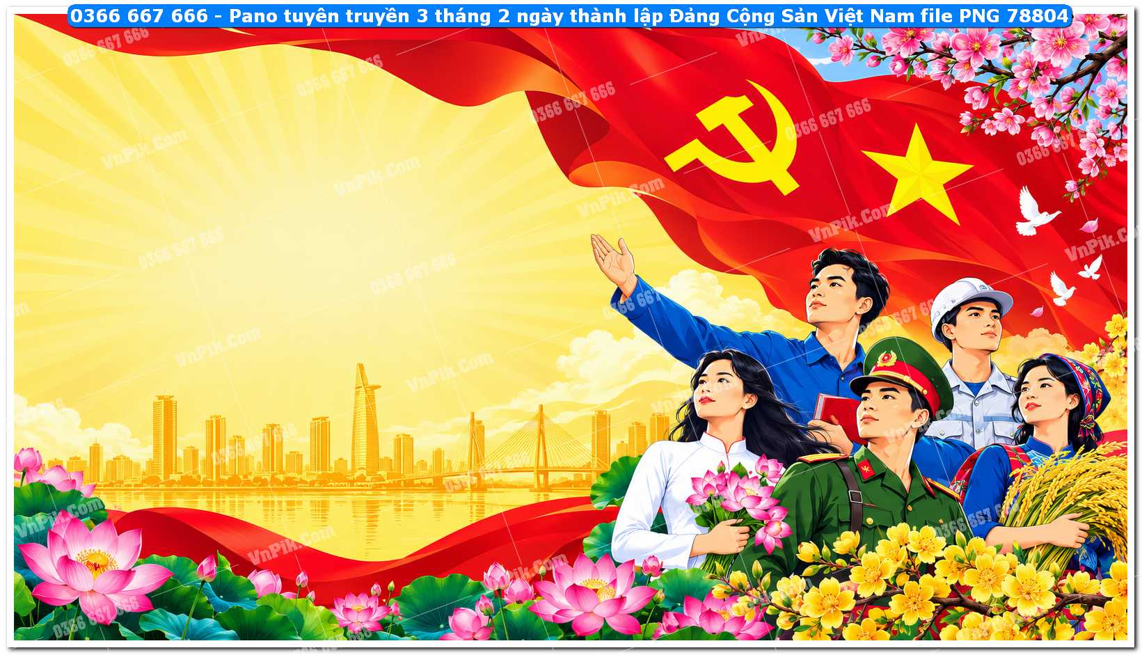 Pano tuyên truyền 3 tháng 2 ngày thành lập Đảng Cộng Sản Việt Nam file PNG78804