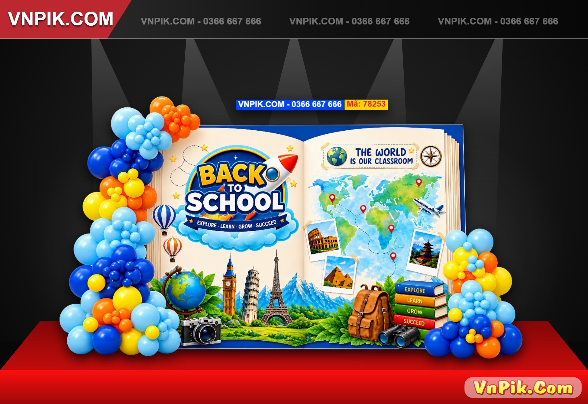 Backdrop checkin sân khấu khai giảng back to school 78253