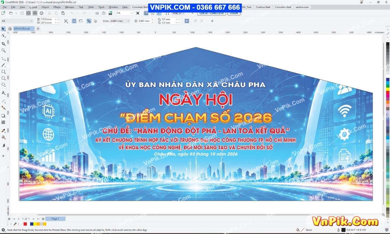 Phông nền (backdrop) cho Ngày hội “Điểm chạm số 2026” của Ủy ban nhân dân xã Châu Pha 78446