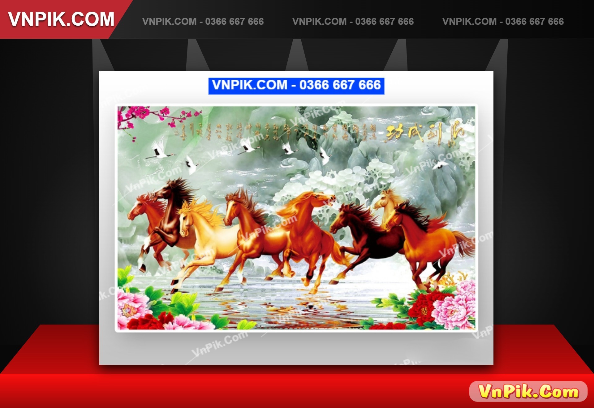 Tranh ngựa mã đáo thành công, tranh bát mã File PSD 78272