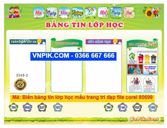 Biển bảng tin lớp học mẫu trang trí đẹp file corel 80699
