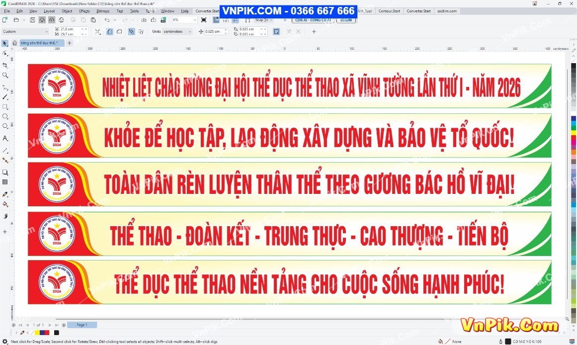 Mẫu băng rôn Đại hội Thể dục Thể thao xã Vĩnh Tường 2026 - 78426