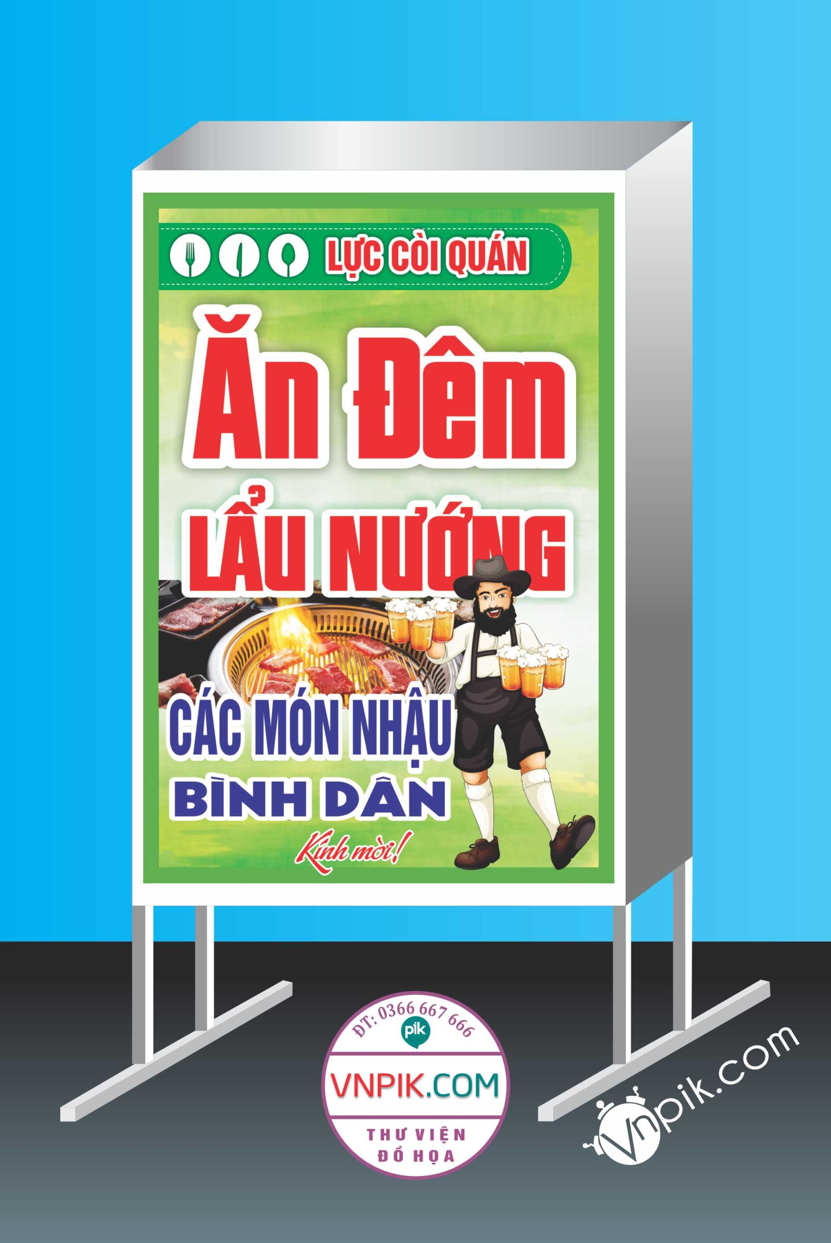 Mẫu biển vẫy ăn đêm, lẩu nướng, các món nhậu quán lực còi quán