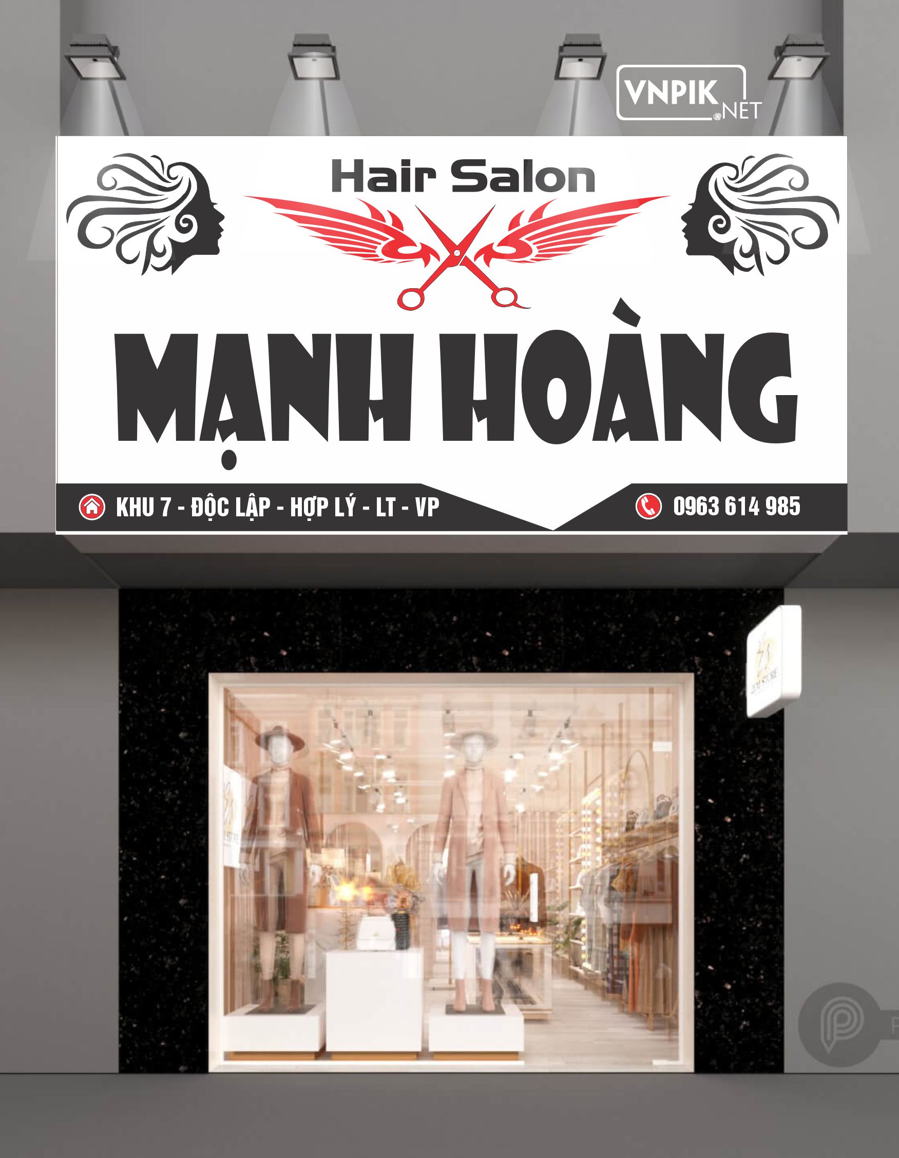 Mẫu bảng biển quảng cáo mạnh hoàng Hair Salon