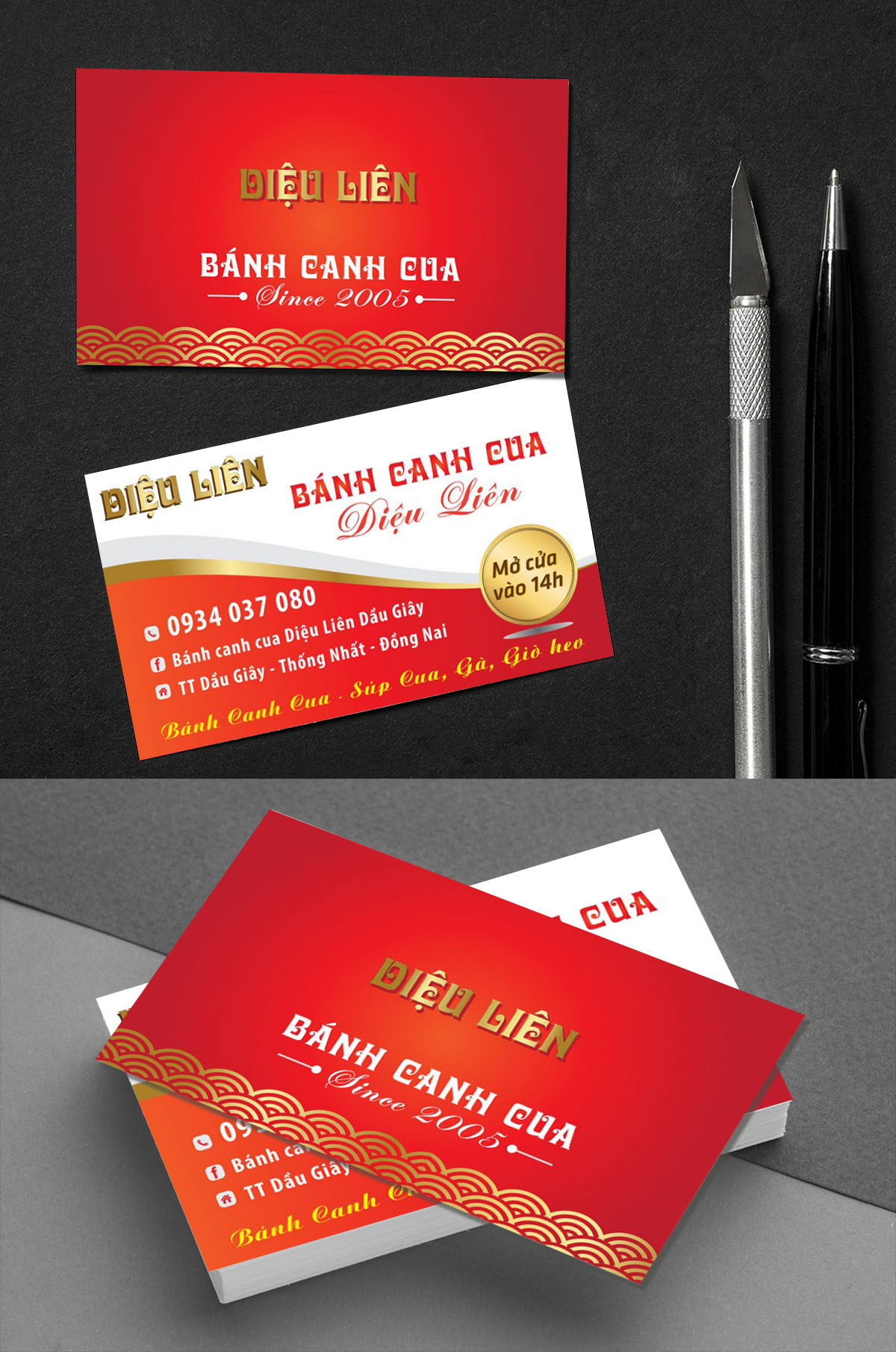 Mẫu danh thiếp namecard quán ăn bánh canh cua