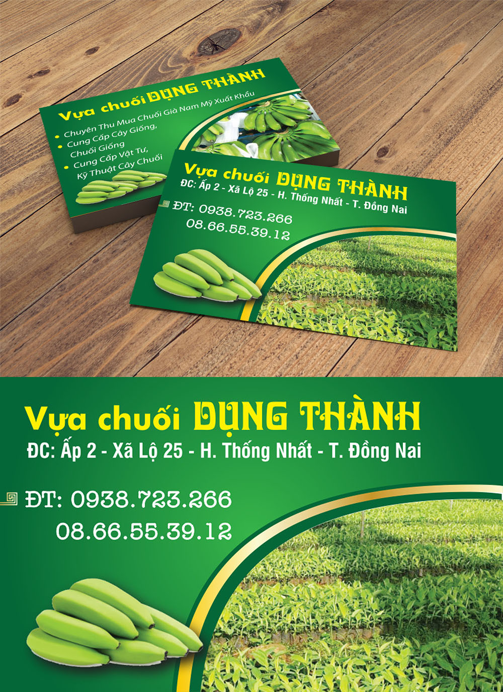 Mẫu danh thiếp namecard vựa chuối dụng thành