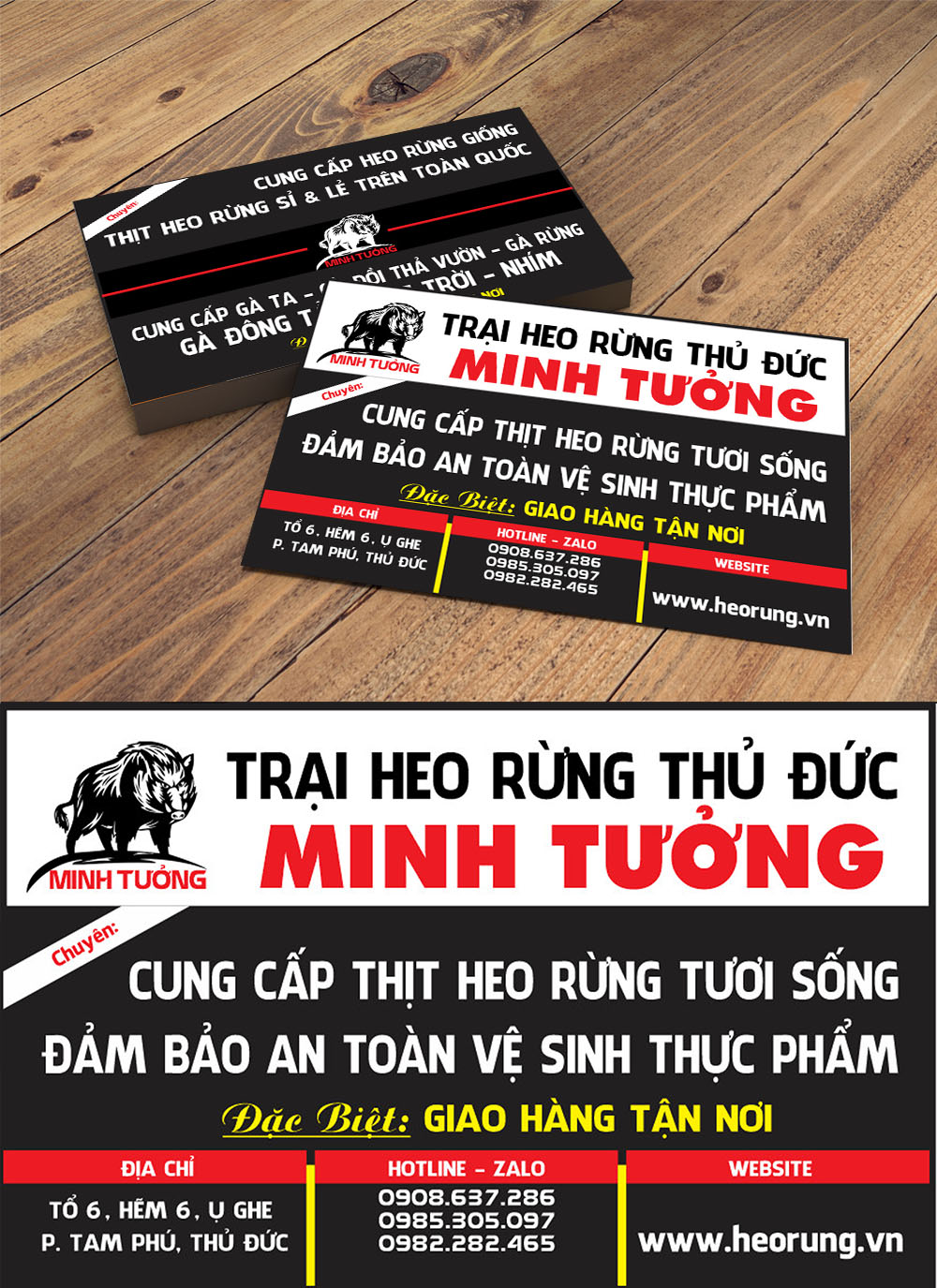 Mẫu danh thiếp trại heo rừng thủ đức